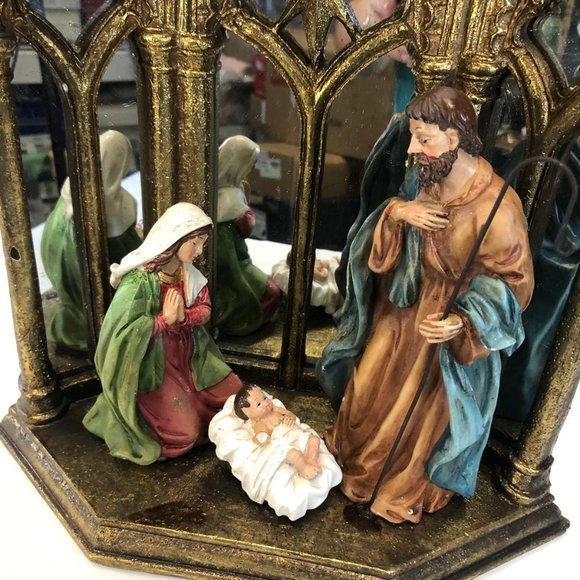 Holy Family Scene with Cathedral Mirror Backdrop